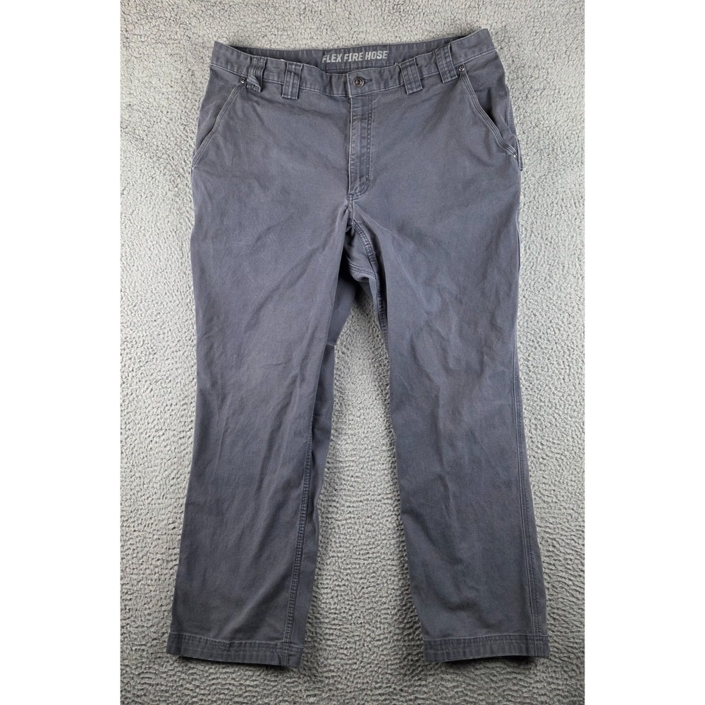 Duluth Trading Pants Mens 40x32 (38x30) Blue Flex Fire Hose Work Wear